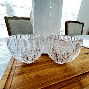 Crystal Votive Tea-light Set of 2 Leaves Noritake Crystal Candleholders Germany